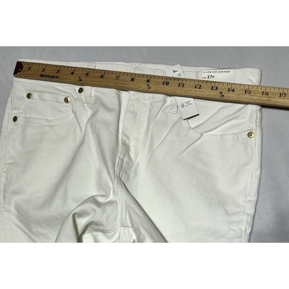 J Crew 96 Low Rise Slim Wide Leg Jean in White Denim Womens 27P Petite - Picture 7 of 14
